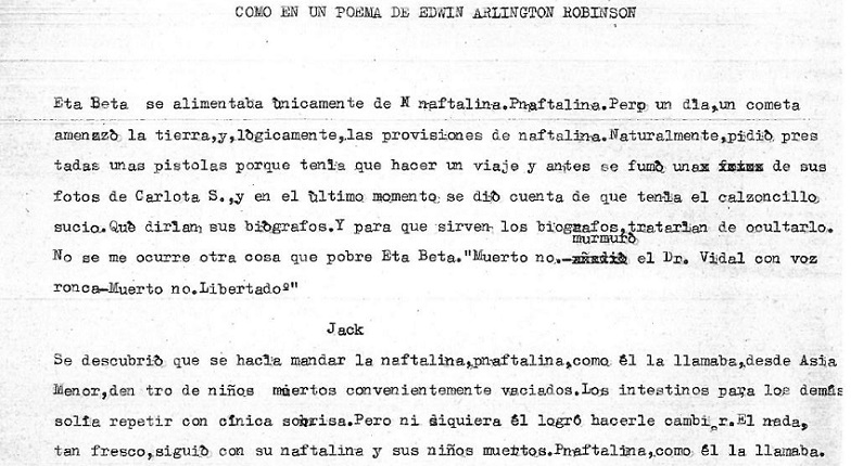 "Como en un poema de Edwin Arlington Robinson". Documento original.