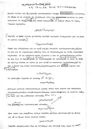 "La camisa rosa agujereada". Documento original.