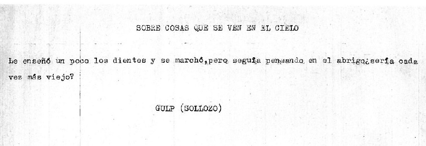 "Sobre cosas que se ven en el cielo", 1968. Documento original.