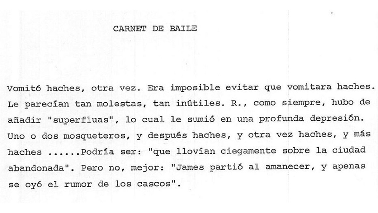 "Carnet de baile". Documento original.