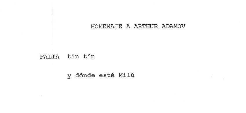 "Homenaje a Arthur Adamov". Documento original.