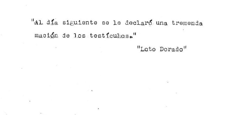 "Loto dorado". Documento original.