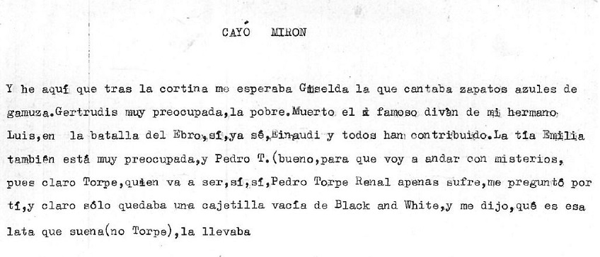 "Cayó Miron". Documento original.