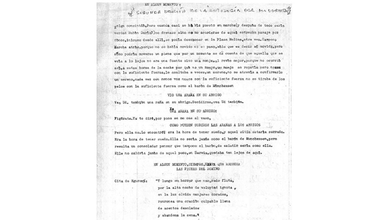 "En algún momento". Documento original.