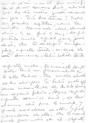 Texto manuscrito. Documento original.