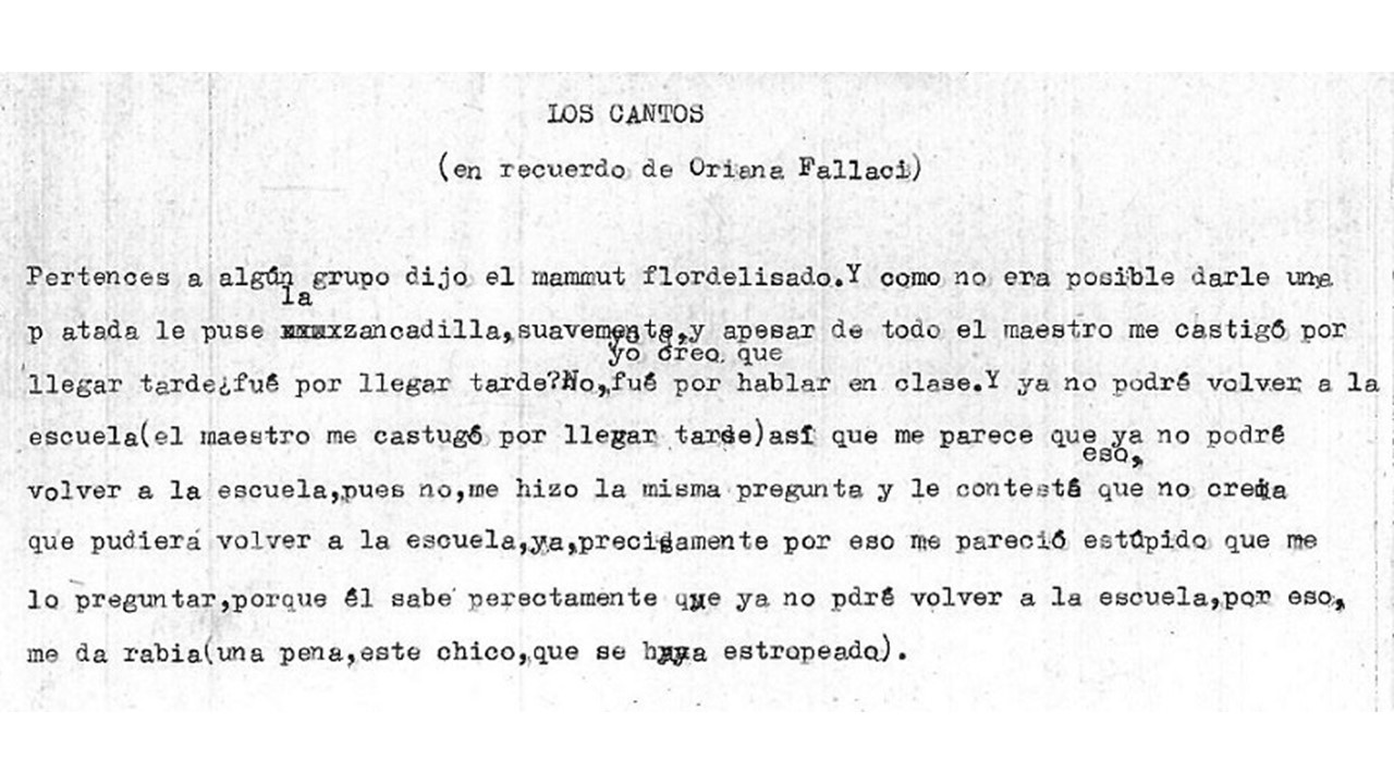 "Los Cantos". Documento original.