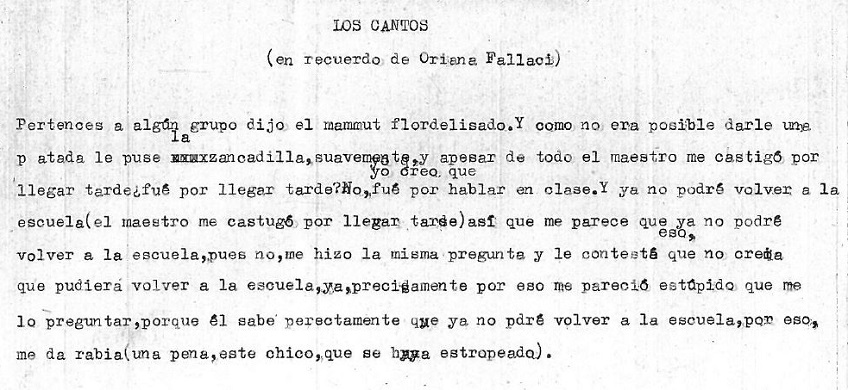 "Los Cantos". Documento original.
