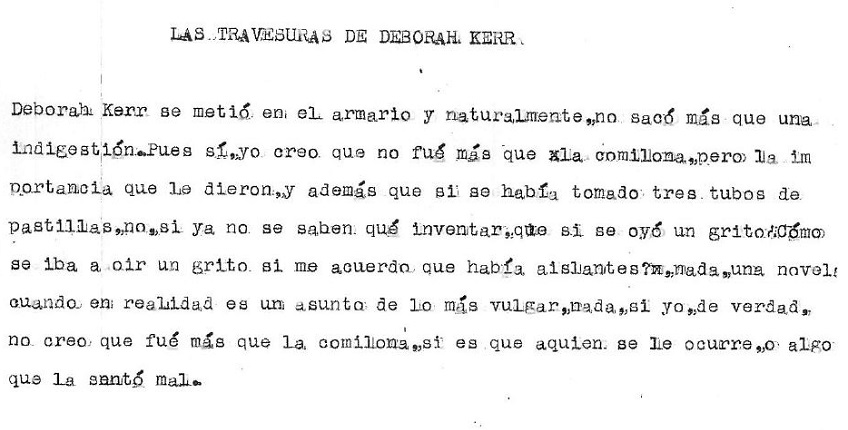 "Las travesuras de Deborah Kerr". Documento original.