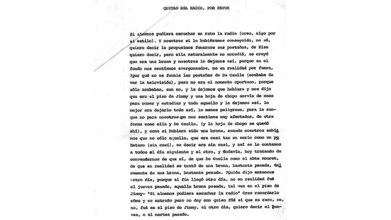 "Quitad esa radio, por favor". Documento original.