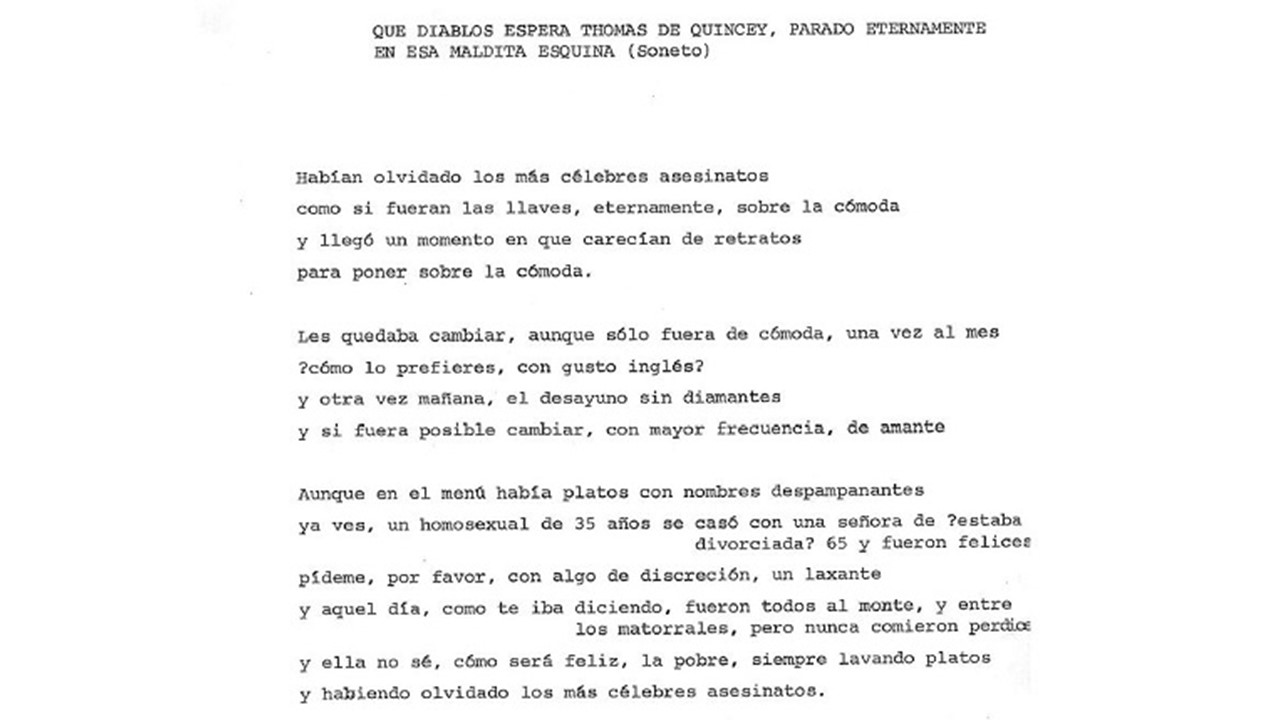 "Qué diablos espera Thomas de Quincey..."