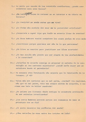 "Autoentrevista", 16 preguntas. Documento original.