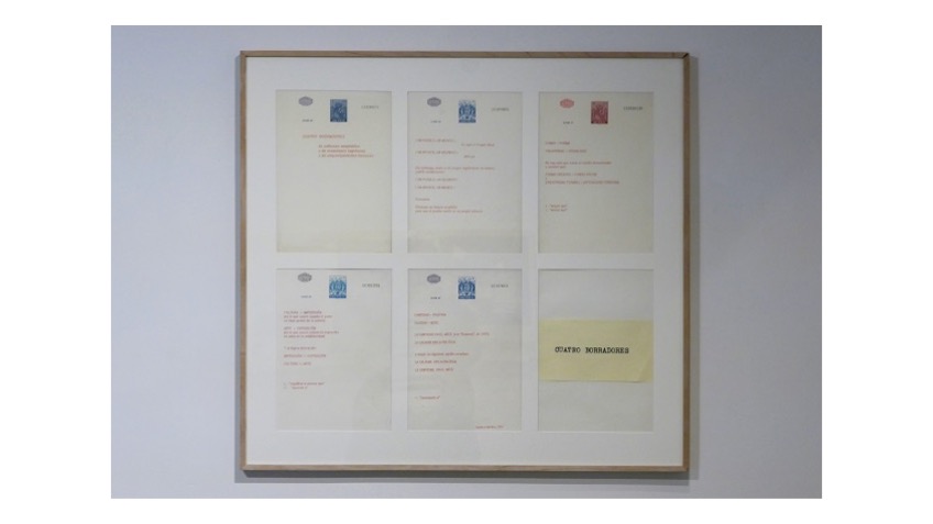Isidoro Valcárcel Medina, "Cuatro borradores", 1979. Cinco folios de 30 x 21 cm.