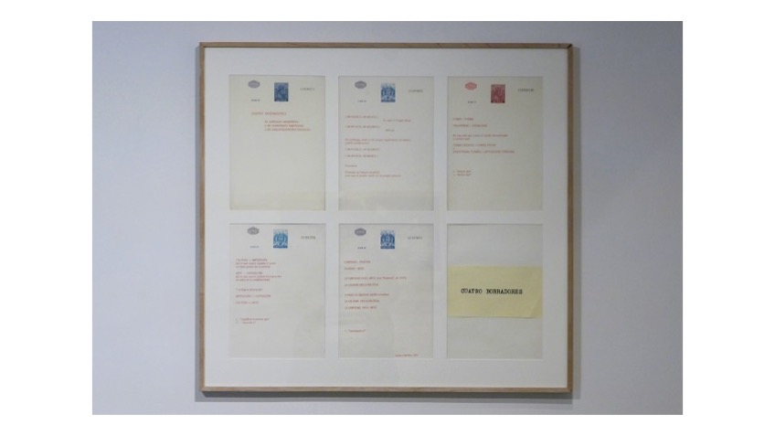 Isidoro Valcárcel Medina, "Cuatro borradores", 1979. Five pages of 30 x 21 cm.