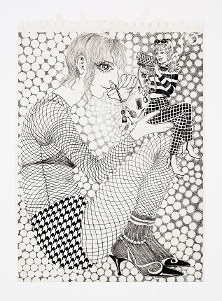 "Girl Stuff", 2019. Ink on paper. 40 x 29,5 cm. Photo: Pedro Laguna