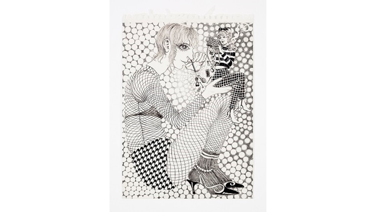 "Cosa de chicas", 2019. Tinta sobre papel. 40 x 29,5 cm. Fotografía: Pedro Laguna