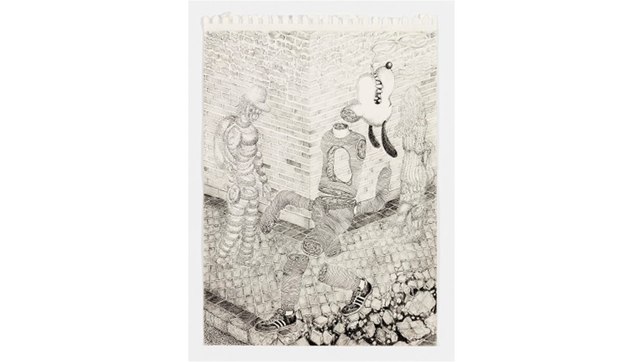 "Mi paseo diario", 2019. Tinta sobre papel. 40 x 29,5 cm. Fotografía: Pedro Laguna