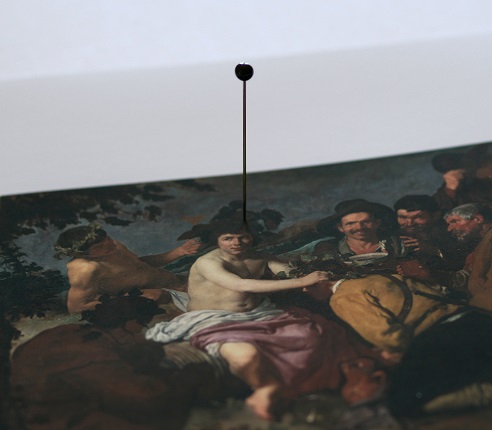 Detail of work-document of "Study of Pictorial Anatomy: "The Triumph of Bacchus / The Drunkards". Bacchus' Head", 2019.