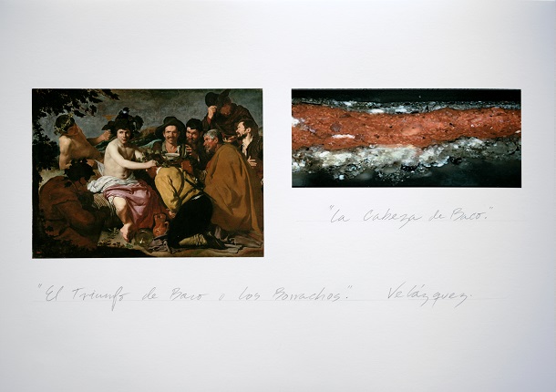 Work-document of "Study of Pictorial Anatomy: "The Triumph of Bacchus / The Drunkards". Bacchus' Head", 2019.