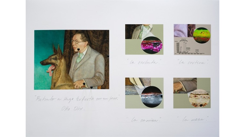 Obra-documento de  “Retrato a Hugo Erfurth con su perro”. "La mesa, la corbata, la cortina y la camisa", 2018.
