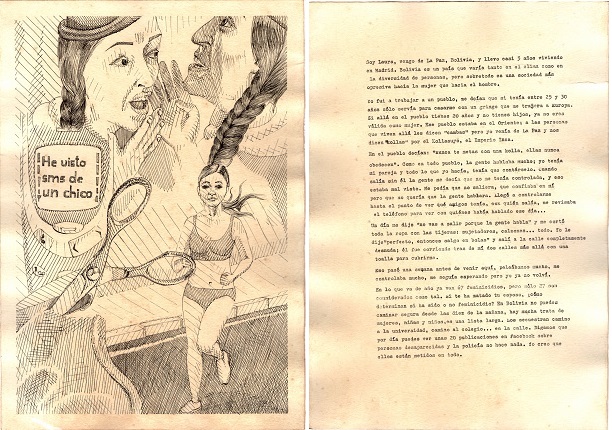 "Laura", 2020. Ink on paper, typewritten text and audio piece.