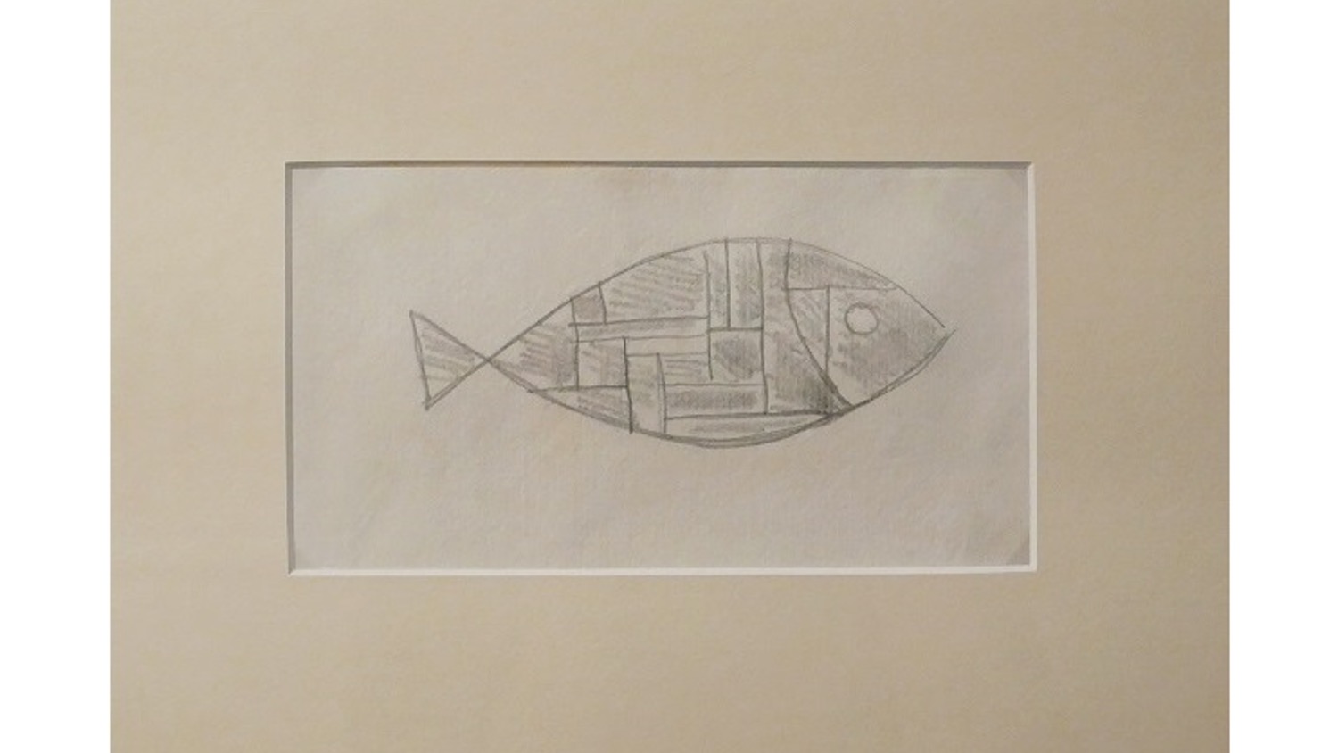 Joaquín Torres García. Uruguayan artist and creator of constructive universalism. 1874.1949. "Constructive Fish", 1938. Pencil on paper. 9 x 17 cm