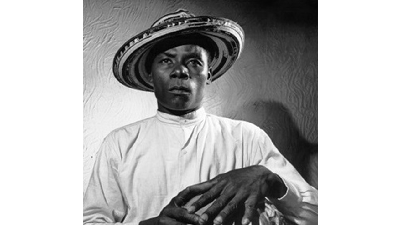 Vallenato traditional percussionist, Colombia, 1955.