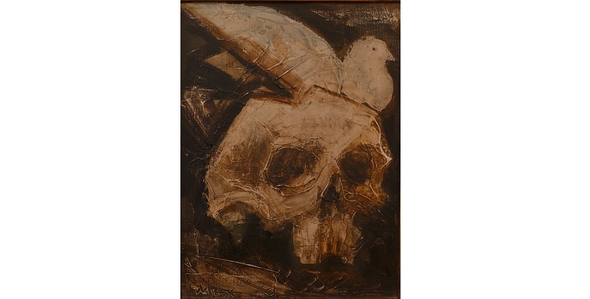 Elvira Gascón, "Micos 26", 1979. Óleo sobre lienzo. 40 x 30 cm.