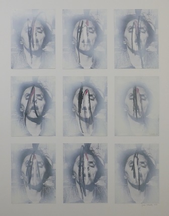 Serie "Faces", 1977. Mixed media on photolinen canvas. 109 x 81 cm.