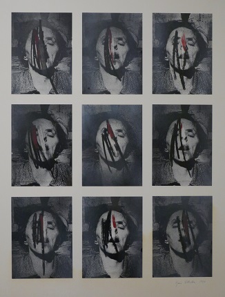Serie "Faces", 1976. Mixed media on photolinen canvas. 109 x 81 cm.