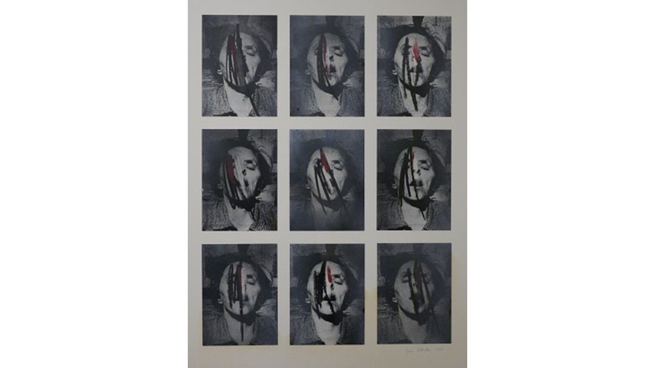 Serie "Faces", 1976. Mixed media on photolinen canvas. 109 x 81 cm.