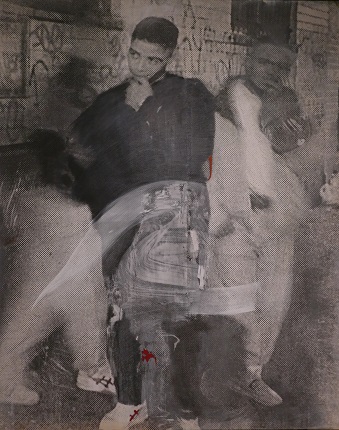 "Dos en el Bronx". 1993. Óleo sobre emulsión fotográfica sobre lienzo. 250 x 200 cm.
