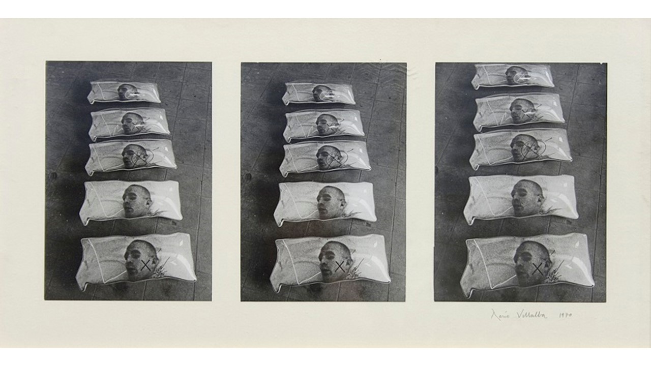 "Basic document", 1970. Black and white processed photography. 41 x 75 cm.