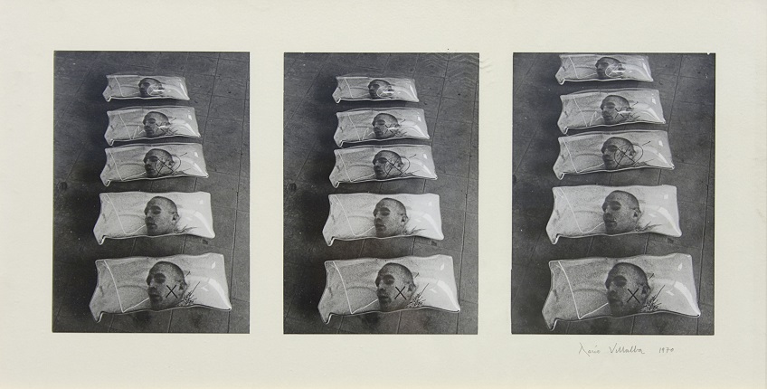 "Basic document", 1970. Black and white processed photography. 41 x 75 cm.