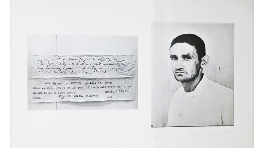 Darío Villalba. "Jones [Documento básico]", 1975. Escrito de la pena de muerte de Jones. Técnica mixta. 40,5 x 64,5 cm.
