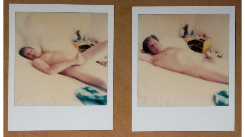 Mathias Goeritz. "Autorretratos del artista desnudo", ca. 1980. Two Polaroid photographs. 11 x 9 cm each.