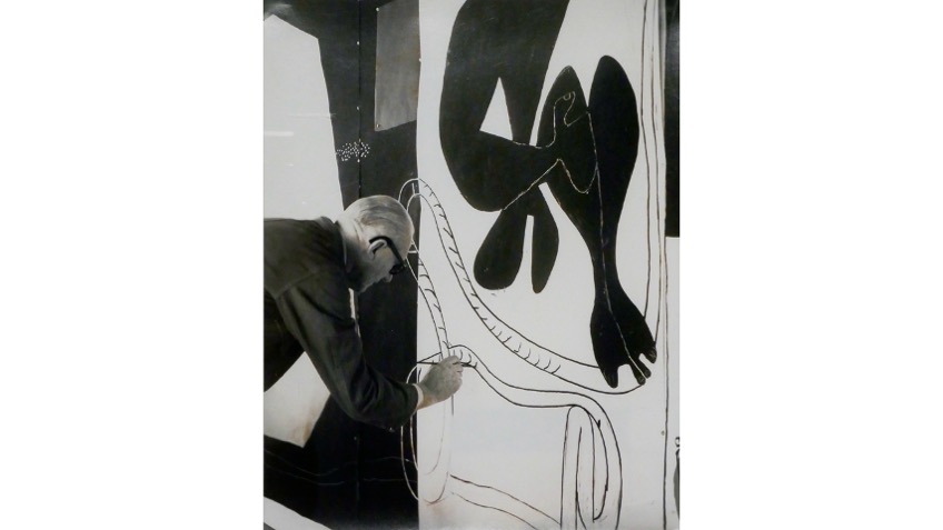 André Villers. "Le Corbusier close up paintings", 1955. Fotografía vintage, revelado analógico en blanco y negro. 30 x 24,5 cm.