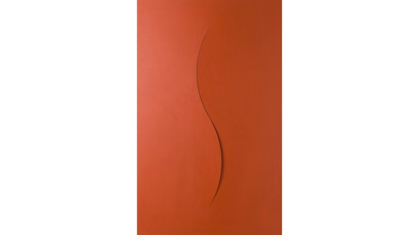 "S/T", 2022. Lámina de madera cortada a láser, tensada y pintada. 96,5 x 60 cm