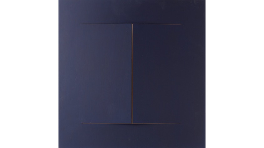 Letra I, de "Abecedario", 2021. Lámina de contrachapado de madera cortada a láser, tensada y pintada al óleo. 39,3 x 39,3 cm