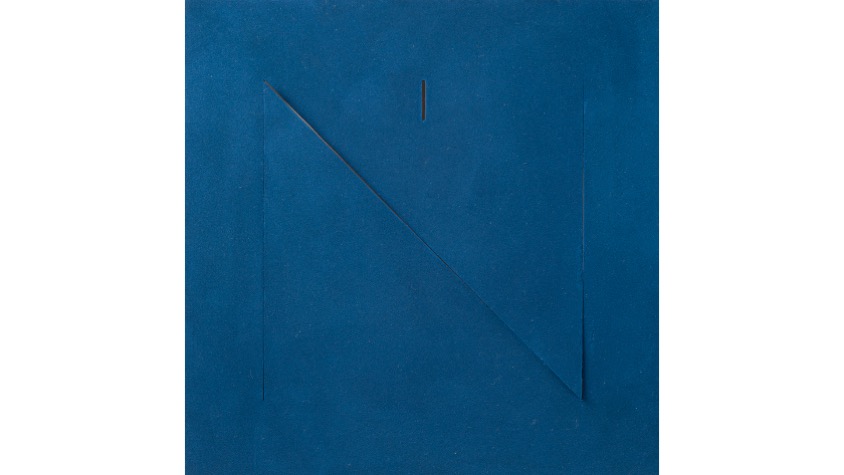 Letra Ñ, de "Abecedario", 2021. Lámina de contrachapado de madera cortada a láser, tensada y pintada al óleo. 39,3 x 39,3 cm