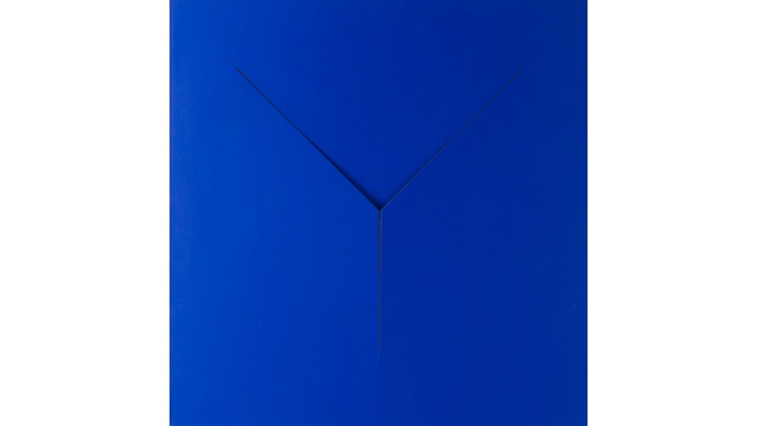 Letra Y, de "Abecedario", 2021. Lámina de contrachapado de madera cortada a láser, tensada y pintada al óleo. 39,3 x 39,3 cm
