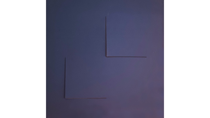 Letra LL, de "Abecedario", 2021. Lámina de contrachapado de madera cortada a láser, tensada y pintada al óleo. 39,3 x 39,3 cm