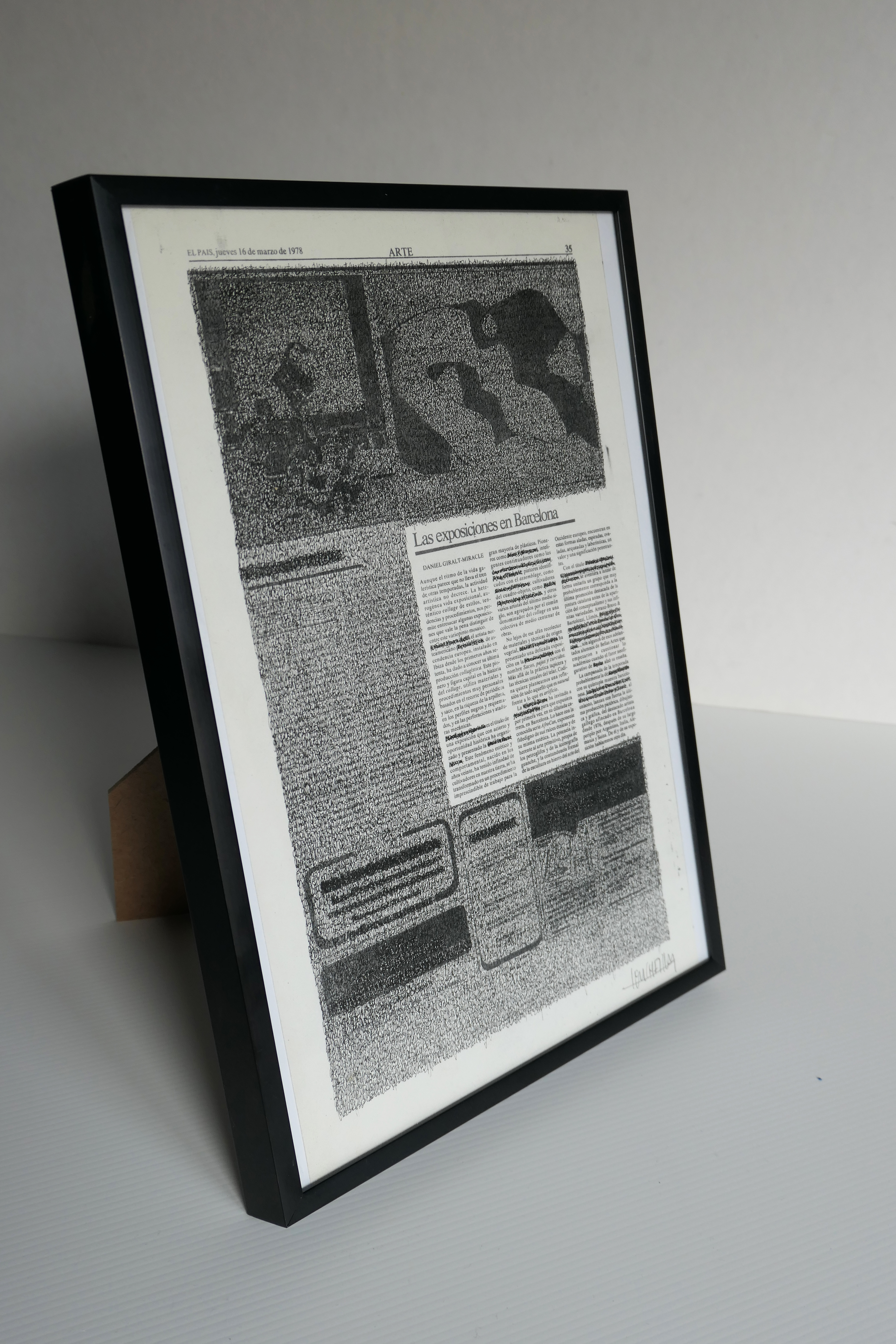 "RECUPERACIÓN ESTÉTICA DE UNA PÁGINA DE LA CRÍTICA DE ARTE DE BARCELONA", 1978.

El País, 16 de marzo de 1978.
Intervened print. 30x19 cm.