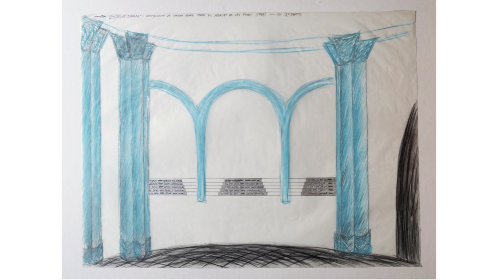 "LÍMITES DE TIEMPO", 1988. Site-specific project for the Mercat de les Flors. 1 entrance drawing (70 x 51,5 cm.). Estrany-de la Mota and Freijo Gallery.