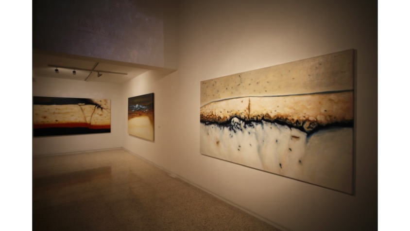 Vista de la exposición "Arqueología del color", de David Beltrán, en Galería Freijo en 2020.