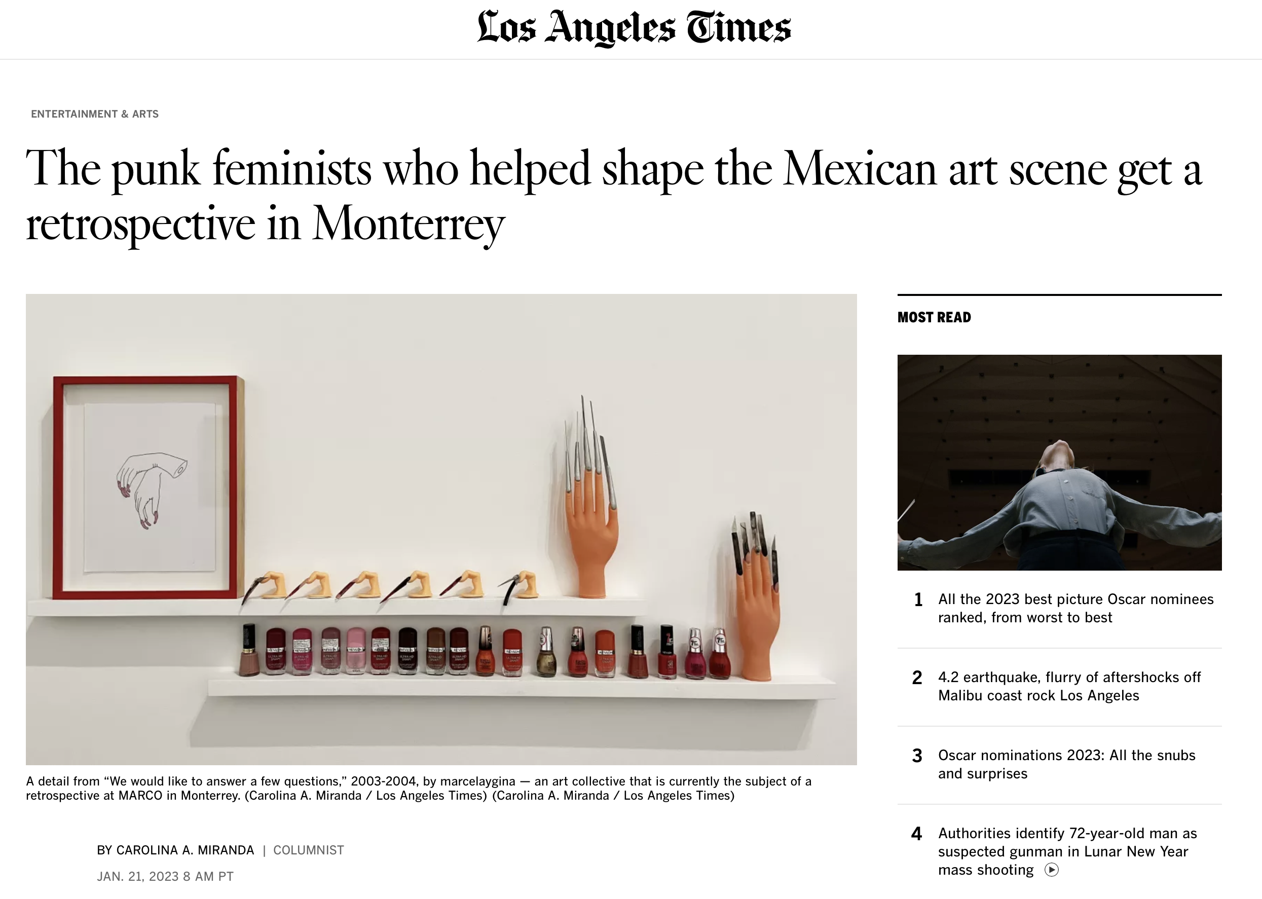 Artículo en el LA Times | Marcela y Gina en MARCO