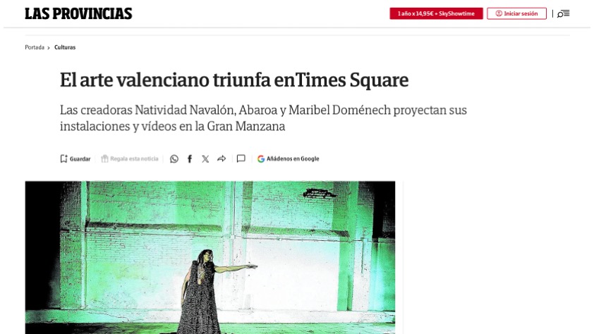 >The Press Reports on Maribel Domènech in Times Square